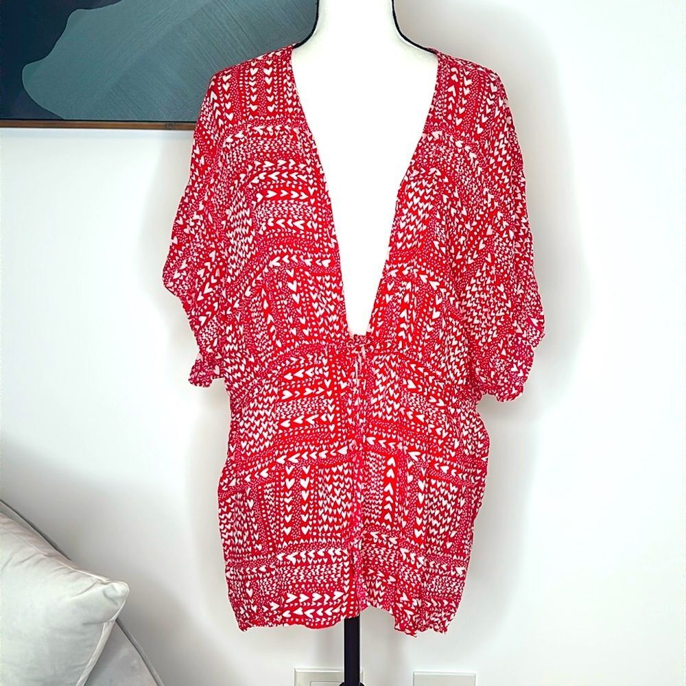Victoria’s Secret red and white heart kimono, one size